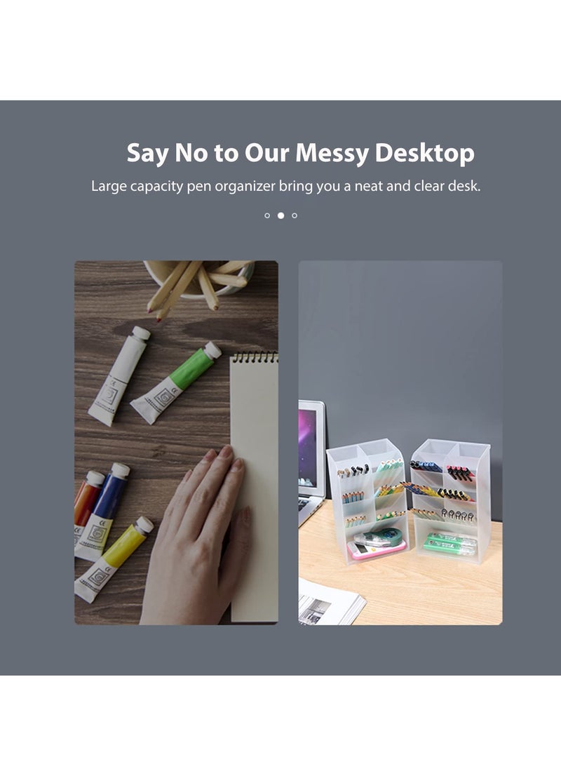 SYOSI SYOSI, 2pcs Pen Organizer for Desk, Desk Plastics Organizer, Storage Holder for Pencil, Markers, Makeup Lipsticks, Brush, Large Capacity Stationery Office Supply for Office, School, Home  - Image 2