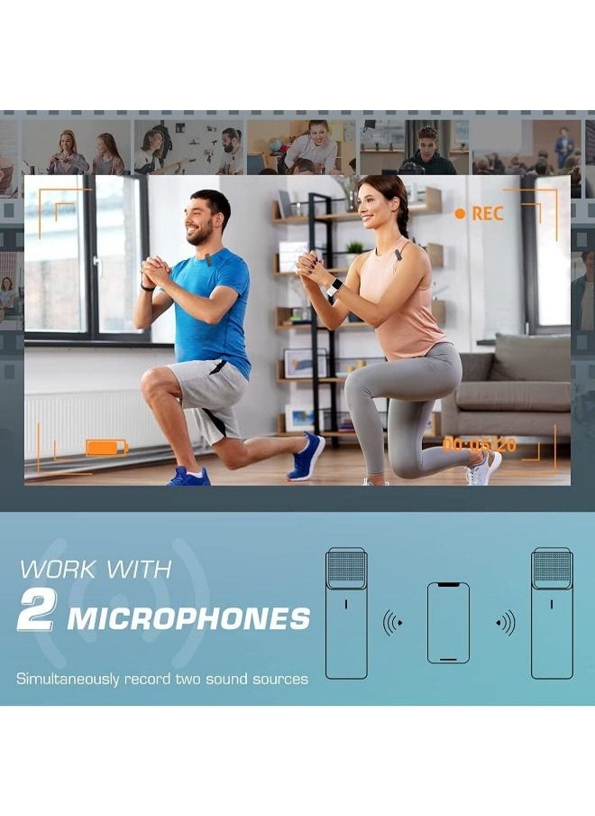 SHOPI - Dule Mic Wireless Lavalier Microphone, 1 for 2 2.4GHz Noise Reduction Microphone System with Charging Case, Plug & Play Automatically Pairing Wireless Microphone, Clear Pickup Recording Mic - Image 1