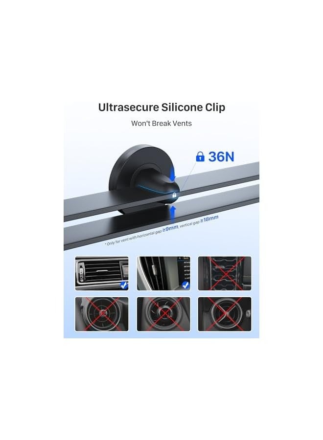 YOSH Car Phone Holder, Magnetic Phone Car Mount Air Vent, Upgraded Strongest Magnets & Super Stable, Phone Holder for Car Vent Compatible with iPhone Huawei Galaxy, Comes with Metal Plates - Image 3