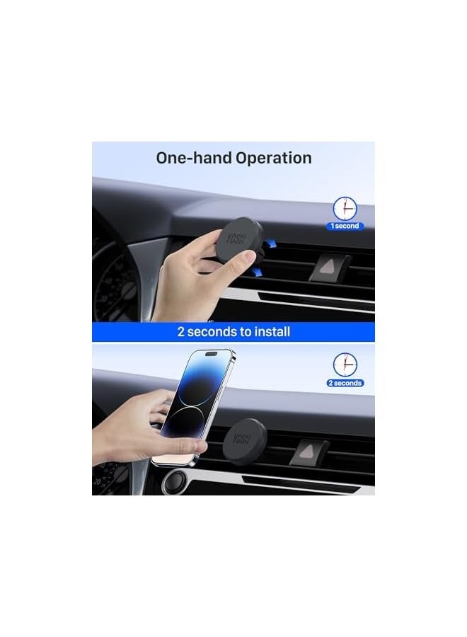 YOSH Car Phone Holder, Magnetic Phone Car Mount Air Vent, Upgraded Strongest Magnets & Super Stable, Phone Holder for Car Vent Compatible with iPhone Huawei Galaxy, Comes with Metal Plates - Image 4