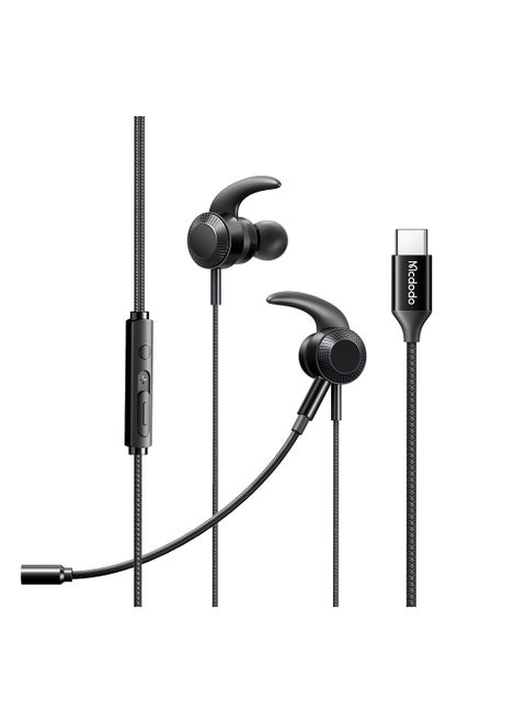Digital Gaming Earphone for Type-C 1.2m Aluminum Alloy and TPE Enhanced Bass with High-Resolution Audio Chip Includes 3 Ear Tips
