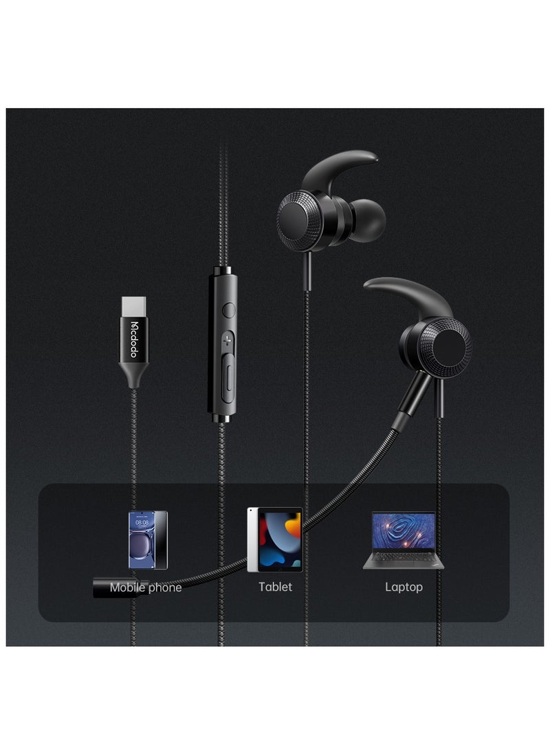 Mcdodo - Digital Gaming Earphone for Type-C 1.2m Aluminum Alloy and TPE Enhanced Bass with High-Resolution Audio Chip Includes 3 Ear Tips - Image 1