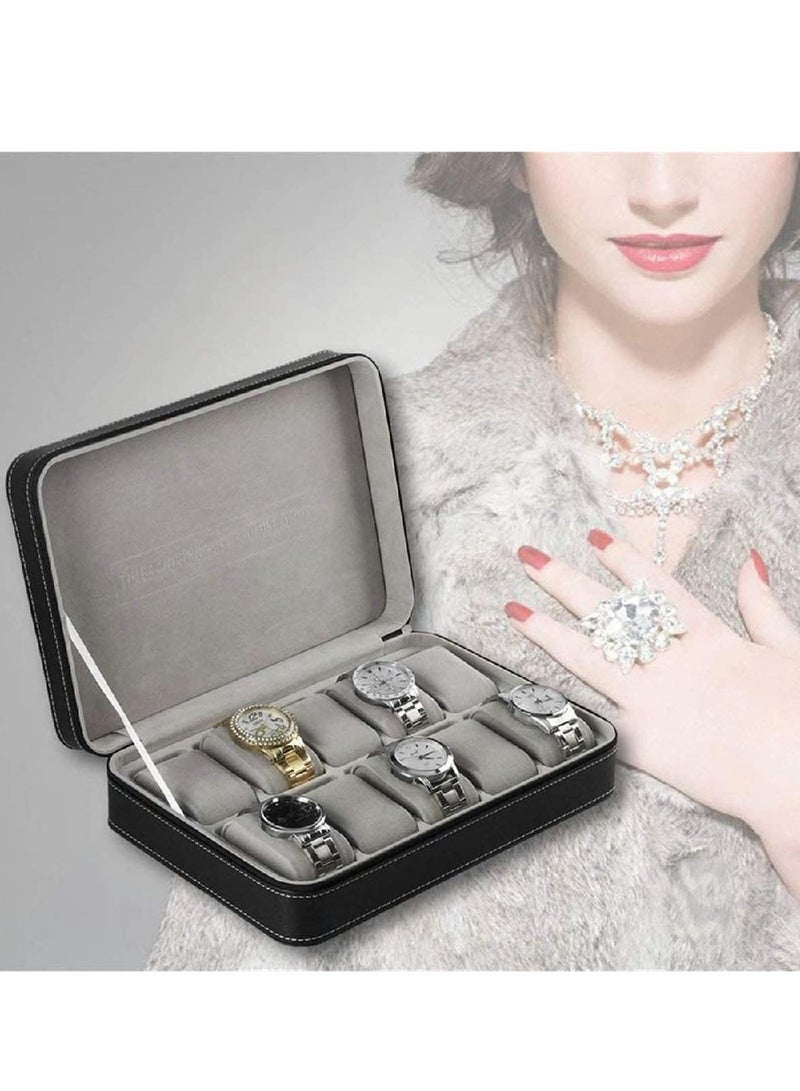 SYOSI Watch Box Organizer for Men Storage Box, Fits All Watch Band and Other Accessories Men Multi-functional Bracelet Display Storage Case 10 Slots - Image 2