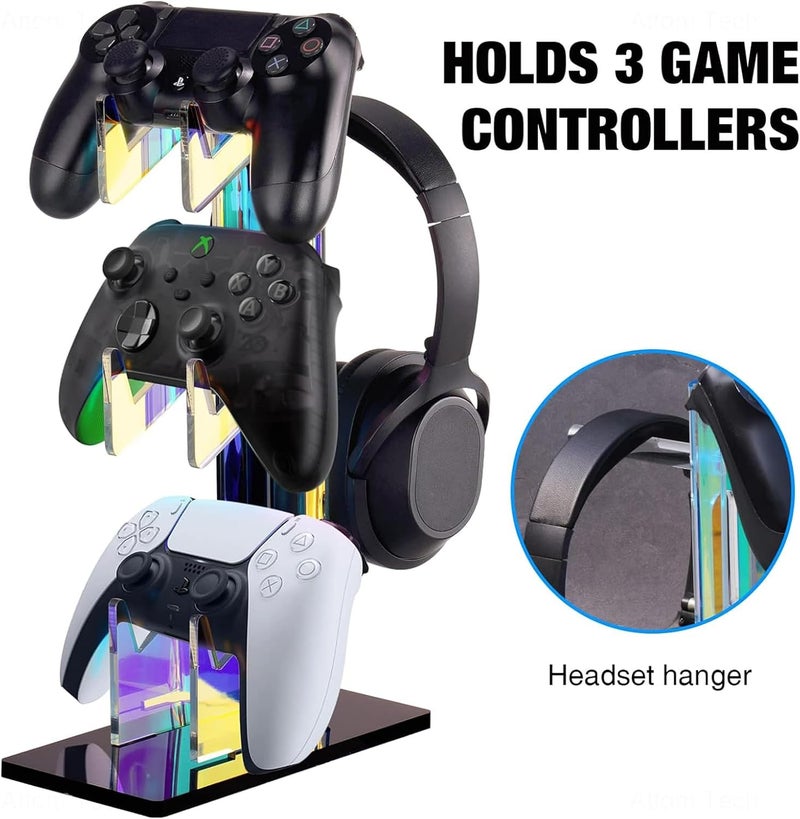 Excefore Universal 3 Tier Controller Holder and Headset Stand for PS5 Xbox ONE Switch STEAM, Controller Stand Gaming Accessories, Build Your Game Fortresses (Iridescent) - Image 5