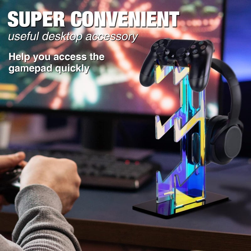 Excefore Universal 3 Tier Controller Holder and Headset Stand for PS5 Xbox ONE Switch STEAM, Controller Stand Gaming Accessories, Build Your Game Fortresses (Iridescent) - Image 3