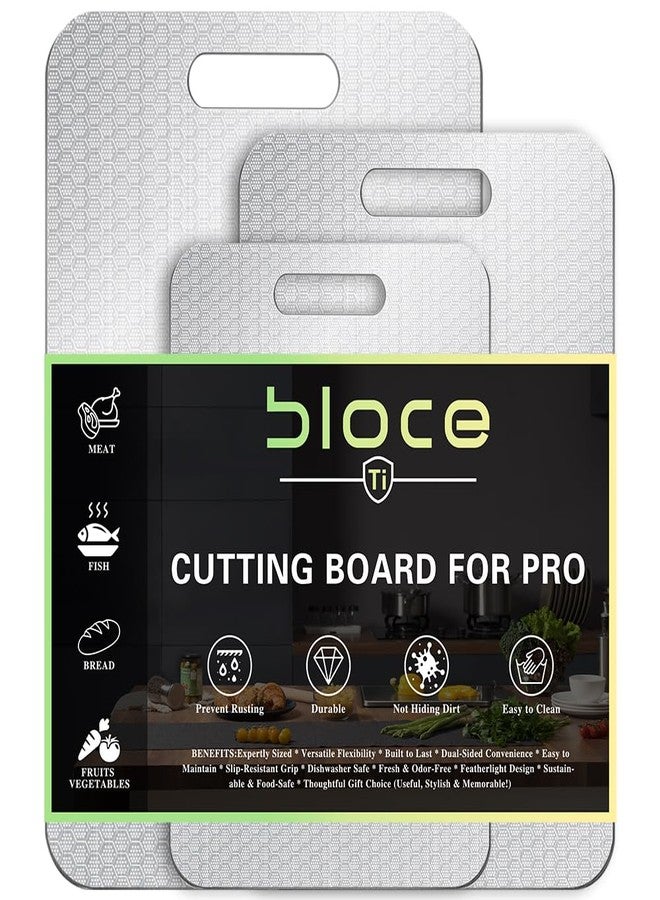 BLOCE Titanium Cutting Board, 100% Pure Titanium Cutting Boards for kitchen, Double Sided Chopping Board with Non-Slip Mat for Meat Cheese Vegetable (11.5"L x 8"W) - Image 1