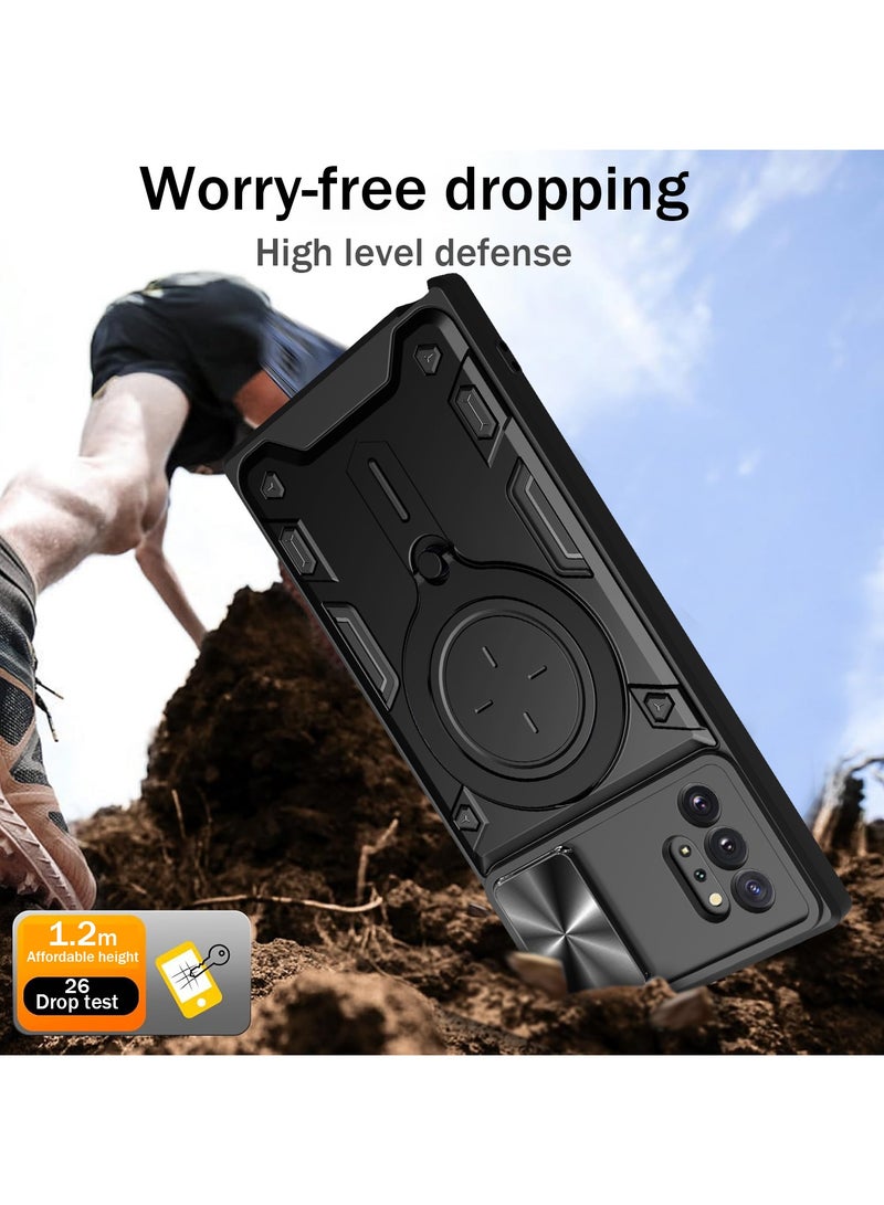 جراب حمايه مقاوم للصدمات وحمايه للكاميرا مزود بدبله معدنيه سي دي متوافق مع Samsung Galaxy Note 10 plus  (اسود) - Image 5