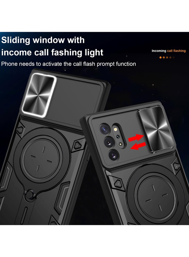 جراب حمايه مقاوم للصدمات وحمايه للكاميرا مزود بدبله معدنيه سي دي متوافق مع Samsung Galaxy Note 10 plus  (اسود) - Image 4