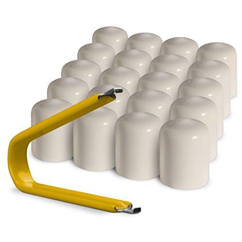 AUTOMOTIVATED ColorLugs Vinyl Lug Nut Cover | White | Flexible Fit Wheel Lug Nut Cap | Fits 19 mm | Pack of 20 | Includes Deluxe Extractor | Made in The USA - Image 1
