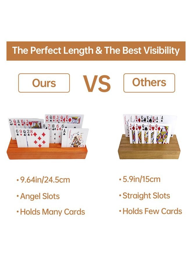 hismocal Playing Card Holders Deck Stand, Play Cards Holder for Kids or Elder People, Hands-Free Wood Holder Racks,Tray for Organizing Cards (2 Pack) - Image 3