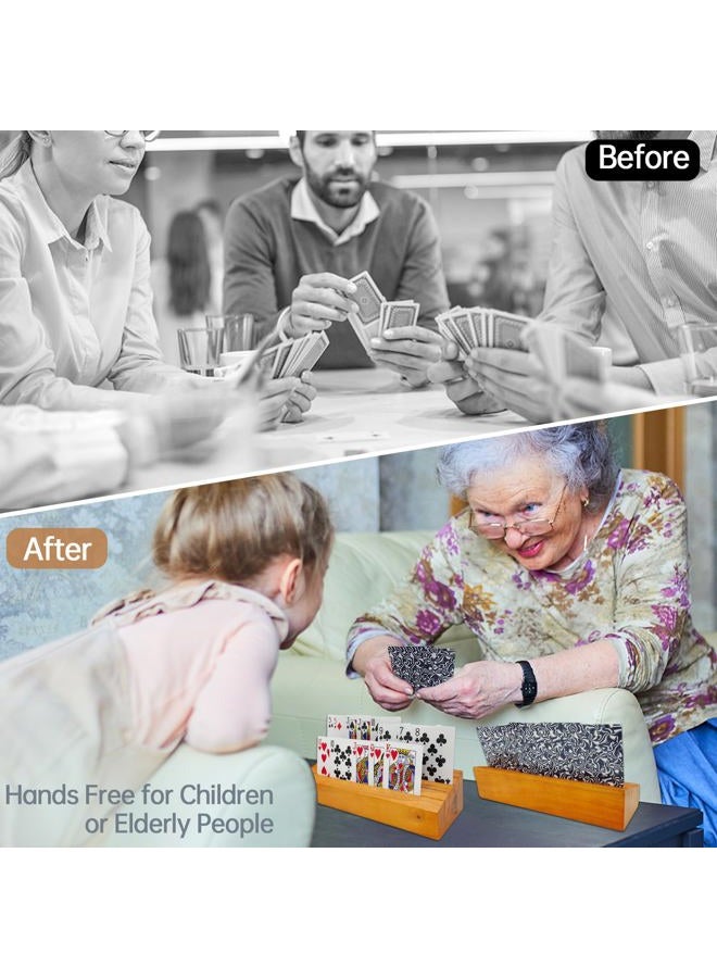 hismocal Playing Card Holders Deck Stand, Play Cards Holder for Kids or Elder People, Hands-Free Wood Holder Racks,Tray for Organizing Cards (2 Pack) - Image 4