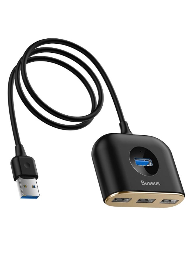 بيسوس موزع USB 3.0 محمول وفائق السرعة بـ 4 منافذ USB متوافق مع  ماك بوك آير، ماك ميني، آي ماك برو، مايكروسوفت سيرفيس، ألترابوك مع كابل تمديد USB للموزع بطول ١ متر أسود - Image 1