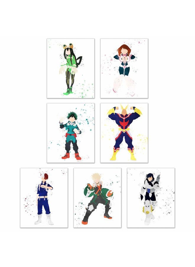 BigWig Prints بوستر My Hero Academia من BigWigPrints - مجموعة من 7 (8x10) مطبوعات مائية - فن الجدران للأنمي مانغا - أول مايت - ديكو - شوتو تودوروكي - تينيا إيدا - فروبّي - أورافتي - كاتسuki باكوجو - Image 1