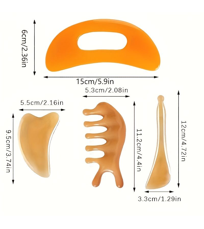 Gua Sha Massage Tool Set 4pcs Large Curved Resin Scraper For Face Relaxation - Image 3