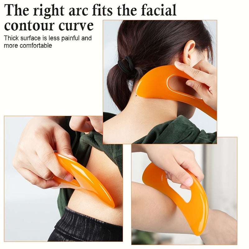 Gua Sha Massage Tool Set 4pcs Large Curved Resin Scraper For Face Relaxation - Image 2