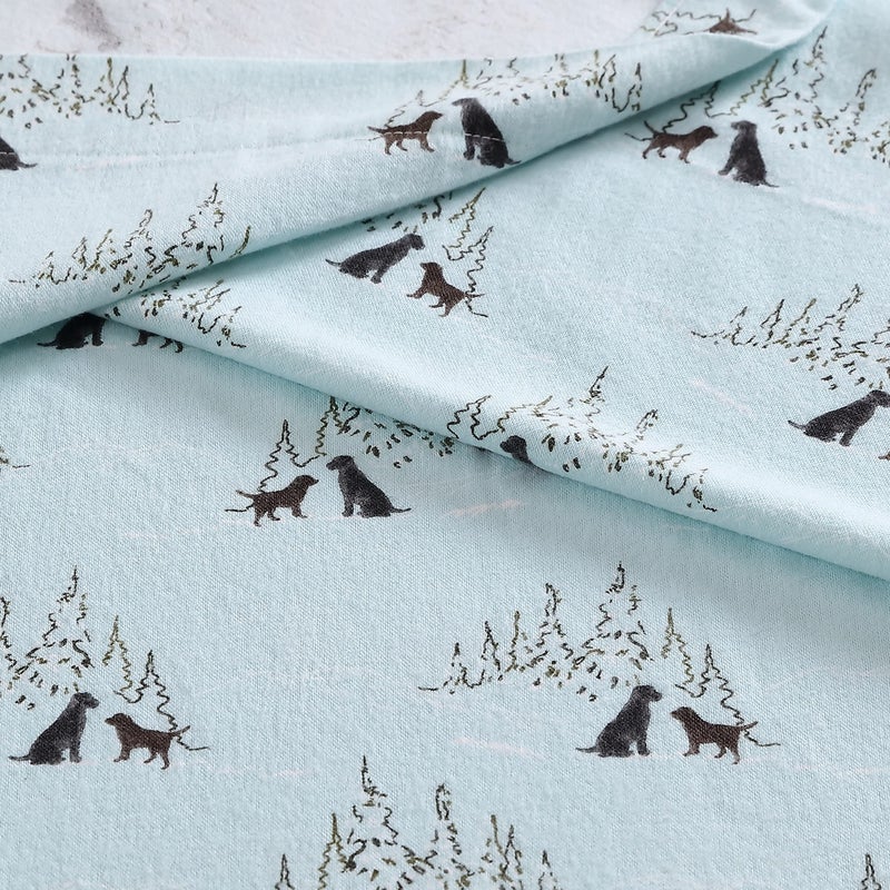 Eddie Bauer - Flannel Sheets Twin Size, Anti-Pilling & Wrinkle Resistant Cotton, Touchably Soft for All-Season Comfort - Bed Sheets with Matching Pillowcases & Fitted Sheet (Dog Friends Blue) - Image 5