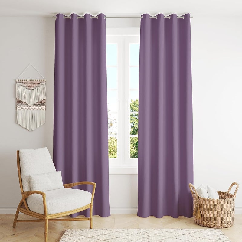 Parda Online Premium Blackout Curtains 9 Feet Set of 2 - Light Purple - Image 1