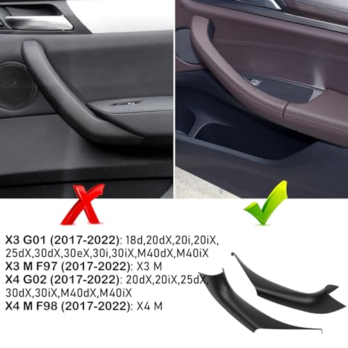 Jaronx Compatible with BMW X3 G01X4 G02 Door Handle Covers2PCS LeftRight Interior Black Door Pull Handle Covers for X3 G01 20172024X4 G02 20172024 - Image 3