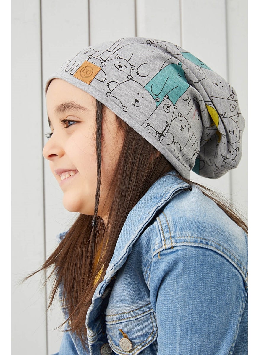 Babygiz Girl Gray Yarn 4 Season Hat Beanie Buff Soft Combed Cotton  - Image 1