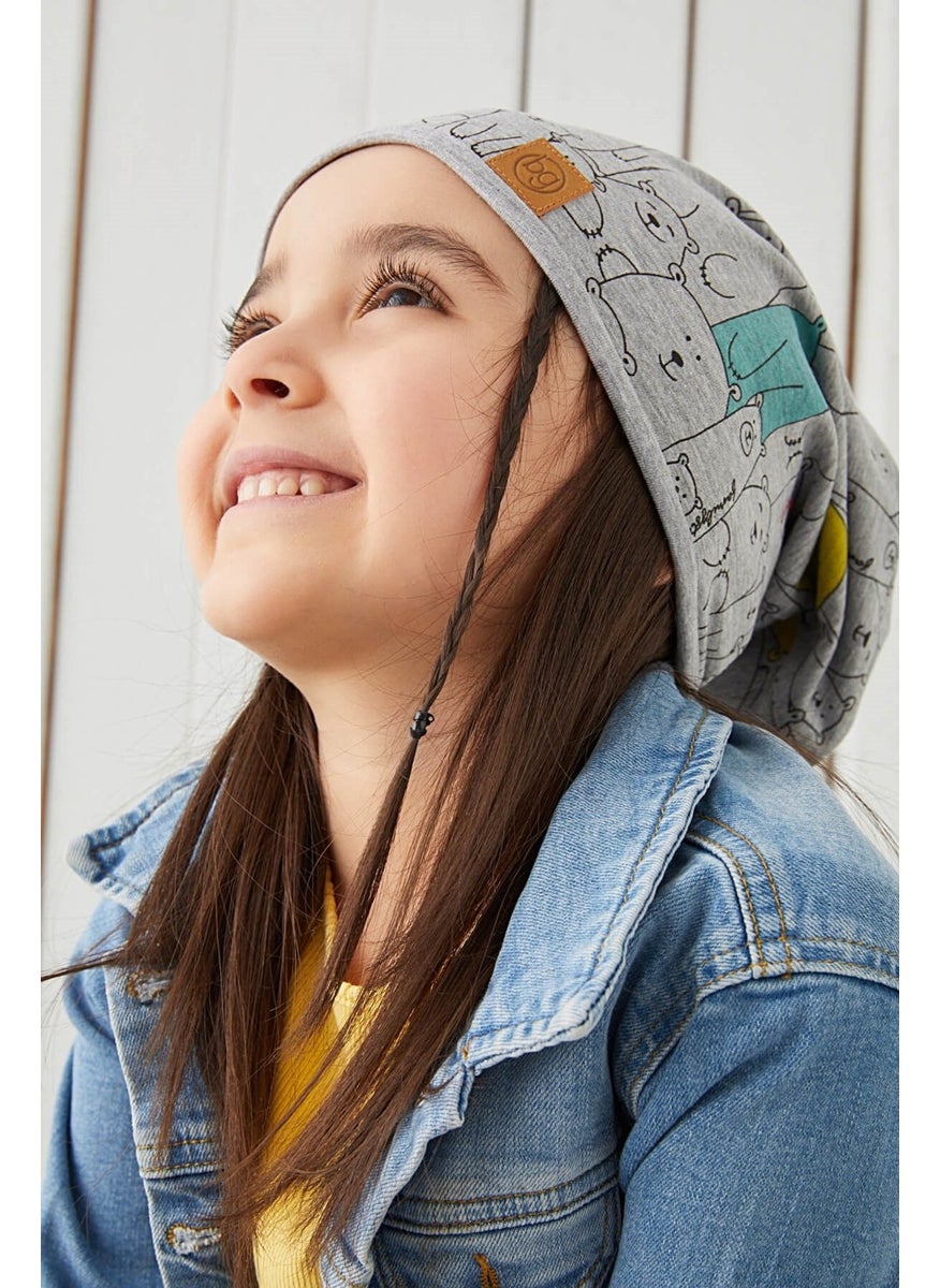 Babygiz Girl Gray Yarn 4 Season Hat Beanie Buff Soft Combed Cotton  - Image 2