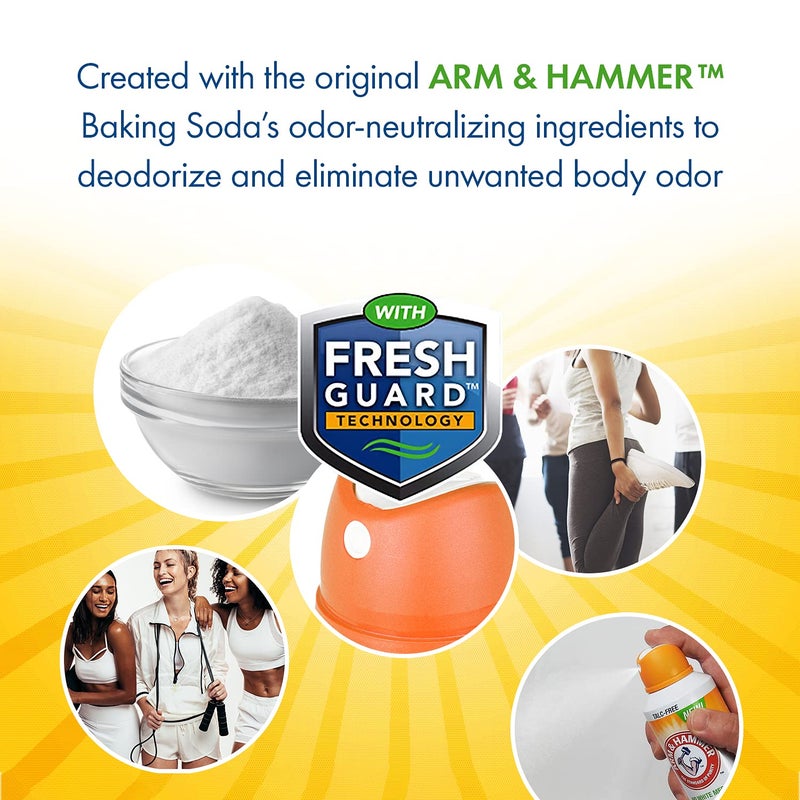 Arm & Hammer رذاذ بودرة الجسم غير المرئية من آرم و هامر، خالي من التلك للتحكم في رائحة الجسم والعرق للرجال والنساء، رذاذ بودرة الجسم للنساء والرجال، بودرة رذاذ الجسم من آرم و هامر، 7 أونصات (3 عبوات) - Image 4