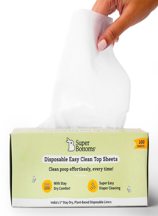 superbottoms Disposable Easy Clean Top Sheets l Easy To Dispose l Compatible With Cloth Diaper, Langot & Padded Underwear l Hypoallergenic, Skin-Friendly|(100 Per Pack) Pack of 2 - Image 2