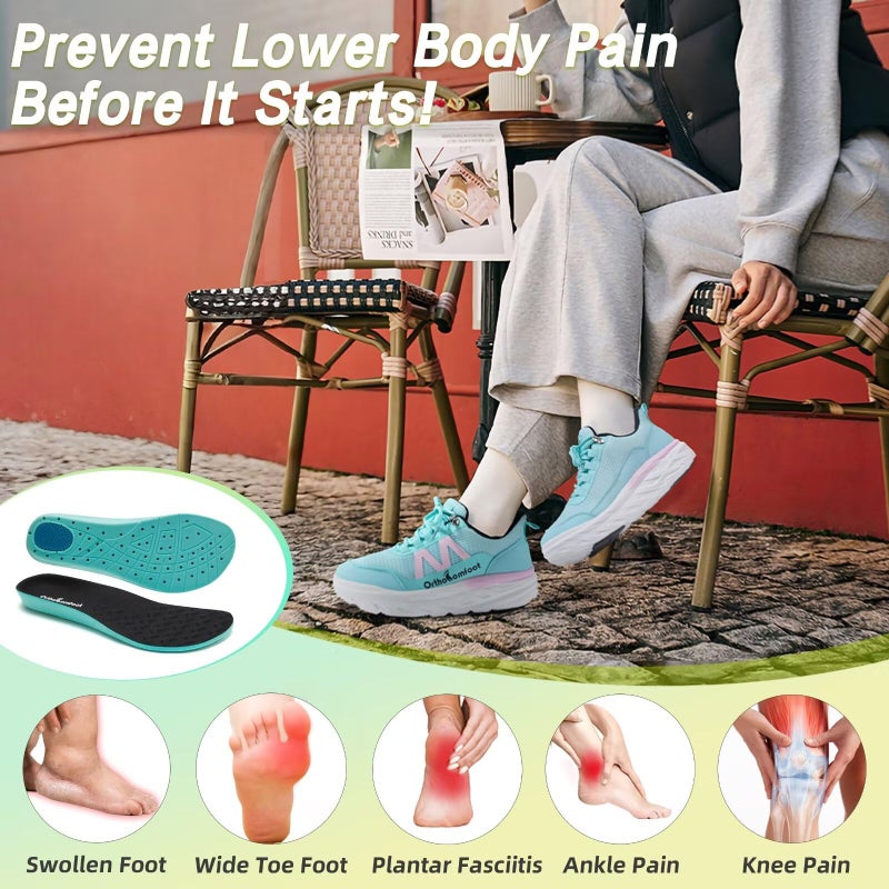 OrthoComfoot Women's Orthopedic Diabetic Wide Sport Shoes: Comfort Plantar Fasciitis Arch Support Pain Relief Flat Feet Swollen Sneakers, Non Slip Cycling Casual Athletic Slip On/Off Walking Shoes Mint Size 8 - Image 4