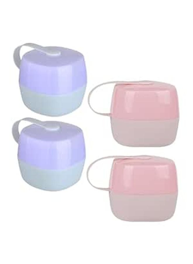 Portable Pacifier Holder Case Storage Box Keeps Pacifiers Clean Organized Purple Pink 4 Pack