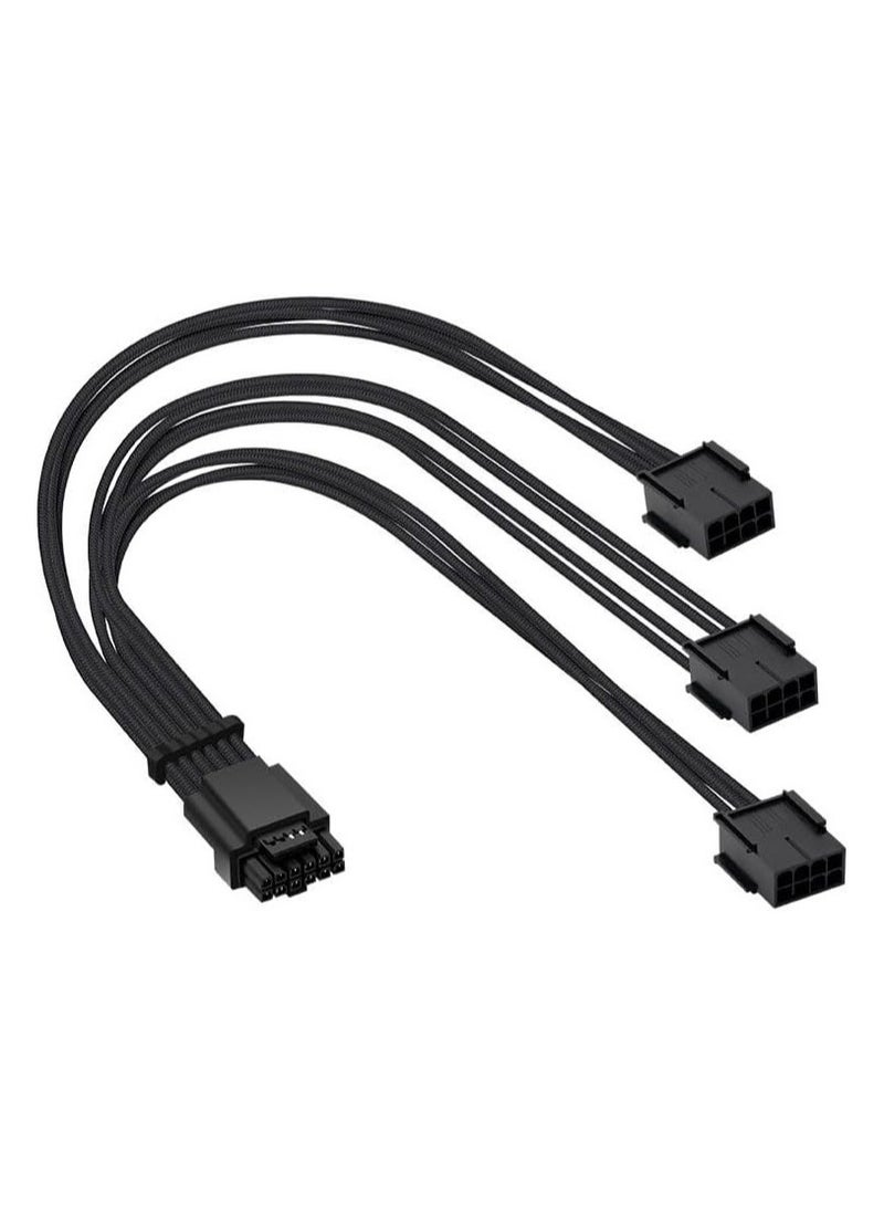 PCI-E 5.0 Extension Cable 16 Pin(12+4) Male to PCIE 3x8Pin(6+2) Female Sleeved Extension Cable with 4 Cable Combs 12VHPWR 16AWG Cable Compatible for GPU RTX 3090Ti 4070Ti 4080 4090 - Image 1