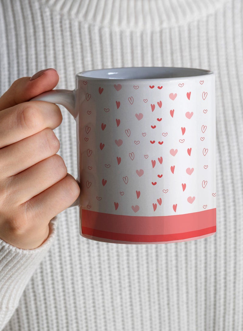 LOWHA 11 oz Ceramic Mug with Hearts Design - Image 1