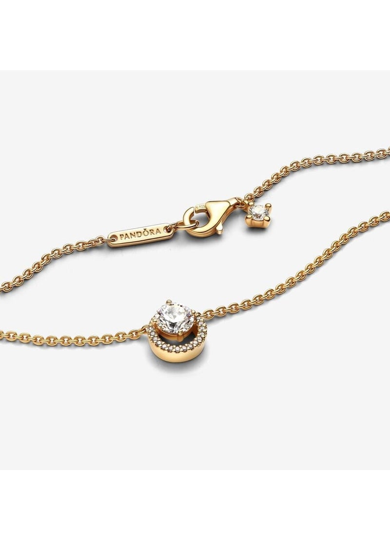 Pandora Violet Sparkling Round Halo Pendant Collier Necklace  - Image 5