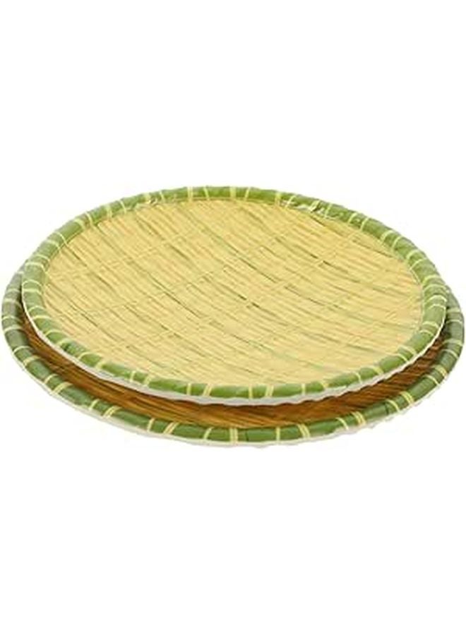 2Pcs Plastic Woven Hotpot Serving Trays Smooth Surface Rustic Decor for Thanksgiving Table - Image 1