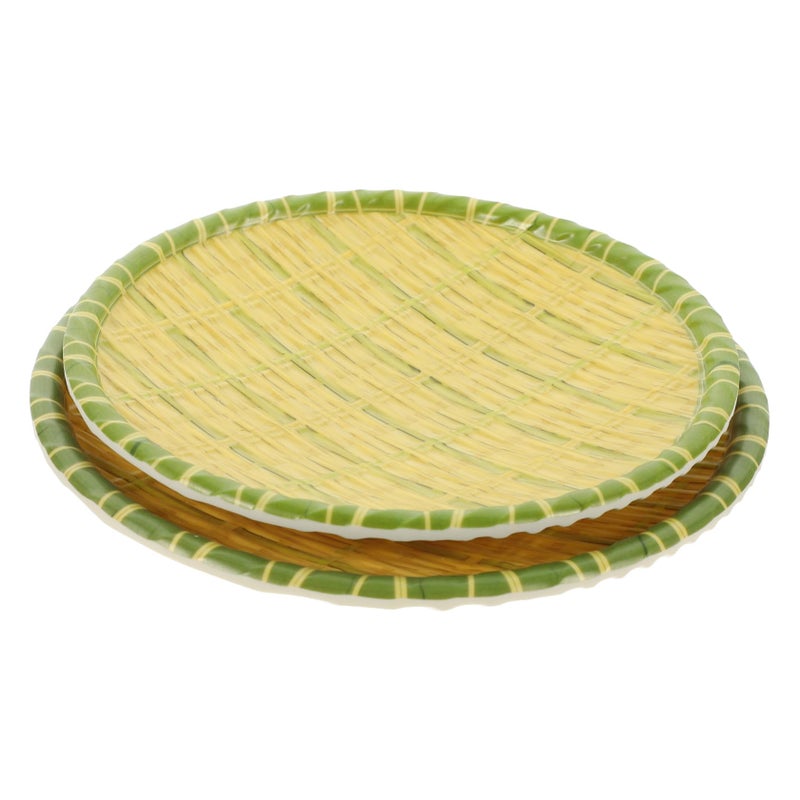 2Pcs Plastic Woven Hotpot Serving Trays Smooth Surface Rustic Decor for Thanksgiving Table - Image 2