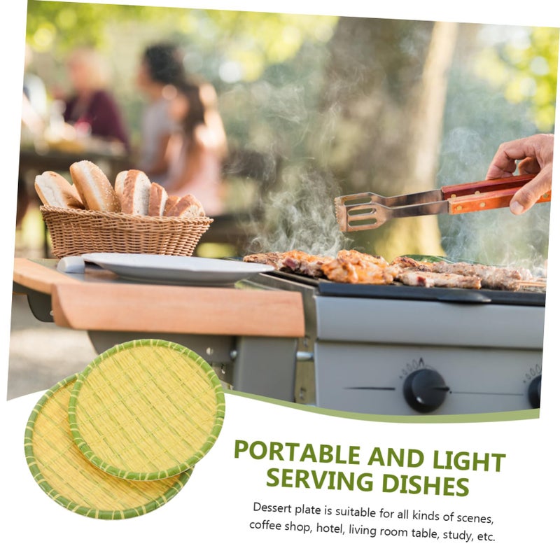 2Pcs Plastic Woven Hotpot Serving Trays Smooth Surface Rustic Decor for Thanksgiving Table - Image 4