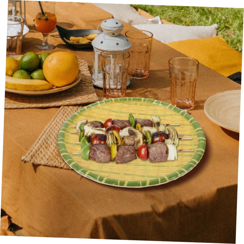 2Pcs Plastic Woven Hotpot Serving Trays Smooth Surface Rustic Decor for Thanksgiving Table - Image 5