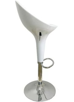 AL WADI FURNITURE Set Of 2 Adjustable Up and Down High Back Scoop Bar Stools Comfortable Swivel Chair With Stainless Steel Base And Footrest - White  - Image 2