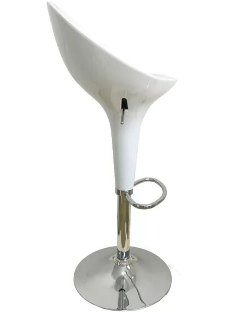 AL WADI FURNITURE Set Of 2 Adjustable Up and Down High Back Scoop Bar Stools Comfortable Swivel Chair With Stainless Steel Base And Footrest - White  - Image 2