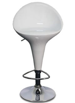 AL WADI FURNITURE Set Of 2 Adjustable Up and Down High Back Scoop Bar Stools Comfortable Swivel Chair With Stainless Steel Base And Footrest - White  - Image 4
