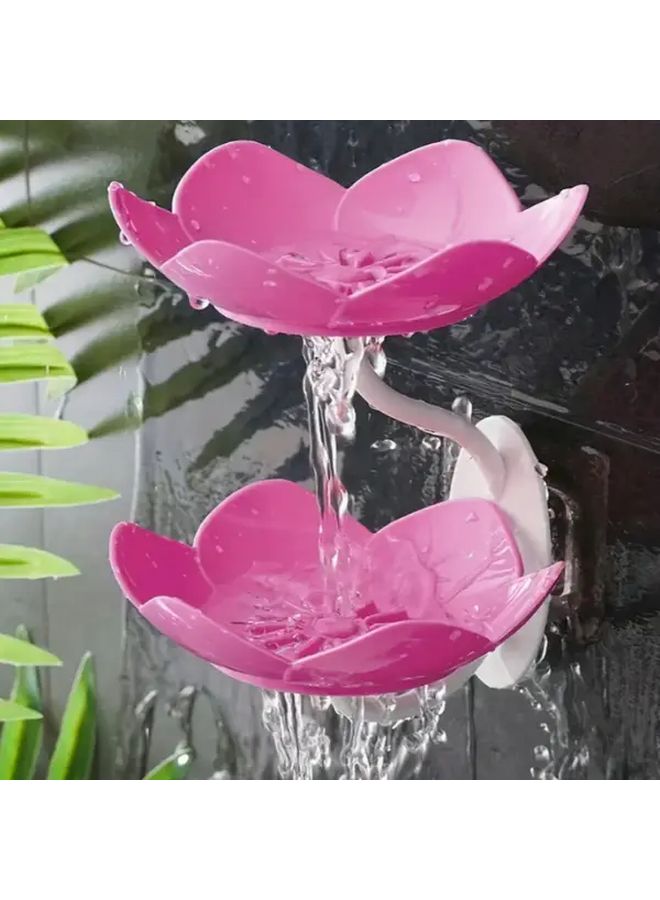 Double Layer Pink Hexagonal Lotus Soap Dish No Drill Wall Mounted Bathroom Organizer - Image 1