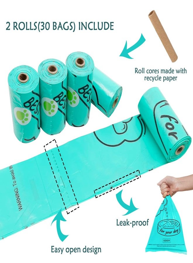 YUCHIYA Dog Poop Pickup Bags Holder Dispenser with Standard-Sized Leak-Proof Scented Doggy Waste Bags and Carabiner with Safety Lock&Fastener Never Loose on Leash Lead Again (2 Holders 30 Bags, Blue) - Image 4