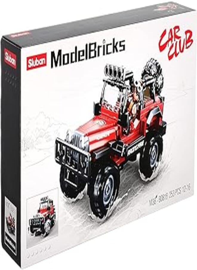 Sluban Sluban Car Shaped Building Blocks Toy for Kids, 253 Pieces - Red and Black 