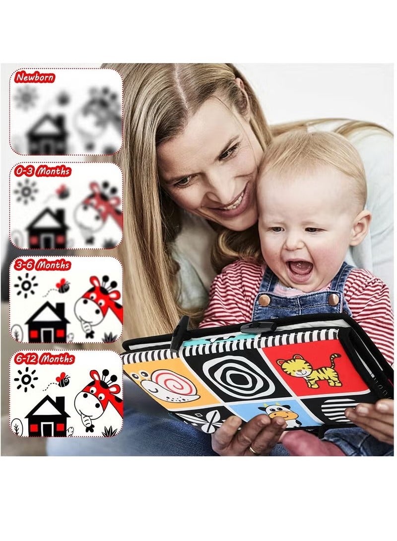 Unewshi Baby Floor Mirror Tummy Time Toys Foldable Activity Center Black and White High Contrast Toys for Infants 0-12 Months - Image 4