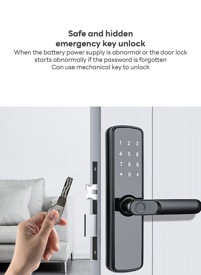 Generic - Multifunctional Electronic Fingerprint Door Lock WIFI Smart for Home Bedroom Password Card and Key Unlocking X3(Black) - Image 1