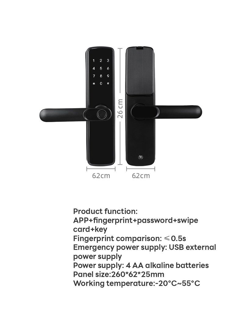 Generic - Multifunctional Electronic Fingerprint Door Lock WIFI Smart for Home Bedroom Password Card and Key Unlocking X3(Black) - Image 1