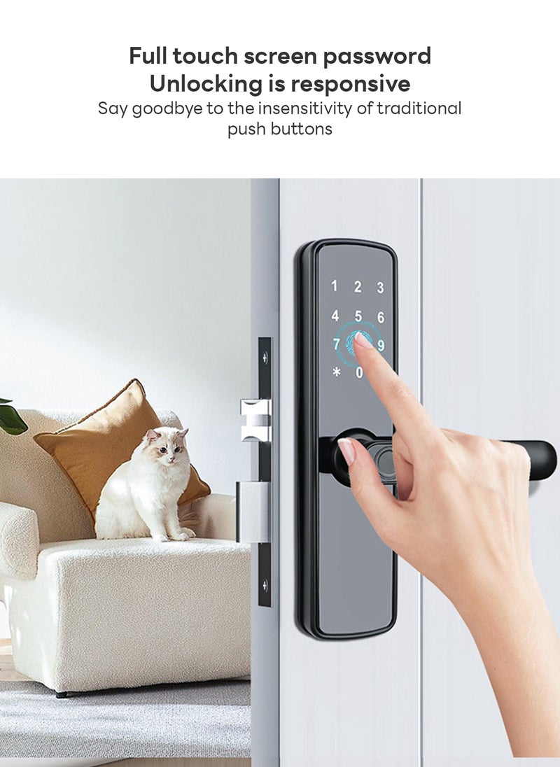Generic - Multifunctional Electronic Fingerprint Door Lock WIFI Smart for Home Bedroom Password Card and Key Unlocking X3(Black) - Image 1