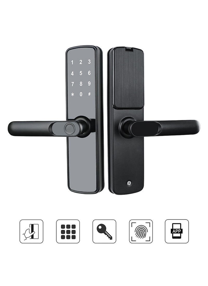 Generic - Multifunctional Electronic Fingerprint Door Lock WIFI Smart for Home Bedroom Password Card and Key Unlocking X3(Black) - Image 1
