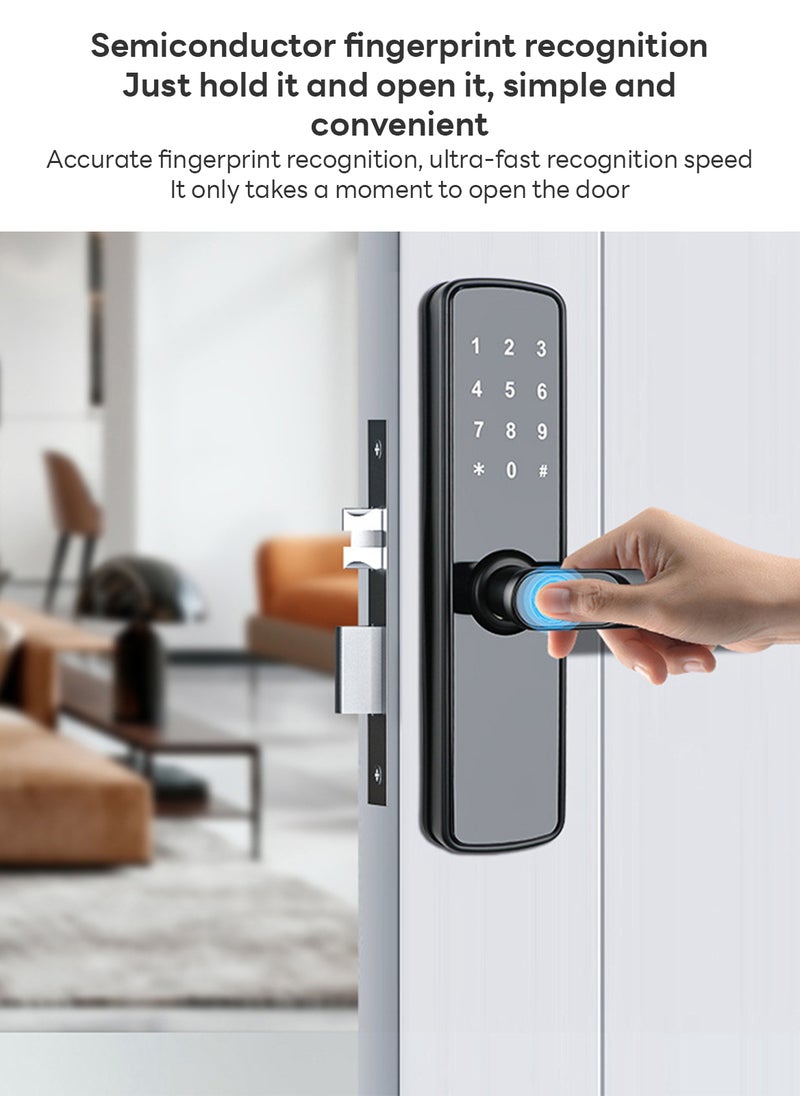 Generic - Multifunctional Electronic Fingerprint Door Lock WIFI Smart for Home Bedroom Password Card and Key Unlocking X3(Black) - Image 1
