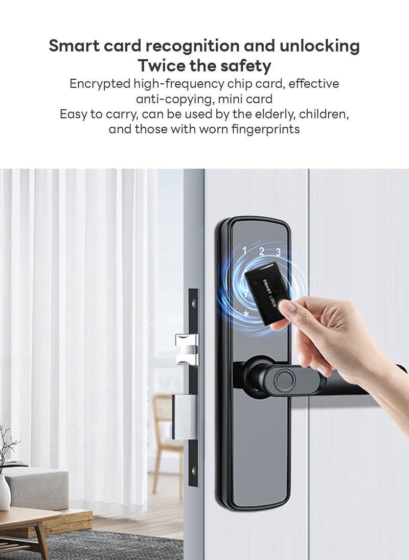 Generic - Multifunctional Electronic Fingerprint Door Lock WIFI Smart for Home Bedroom Password Card and Key Unlocking X3(Black) - Image 1