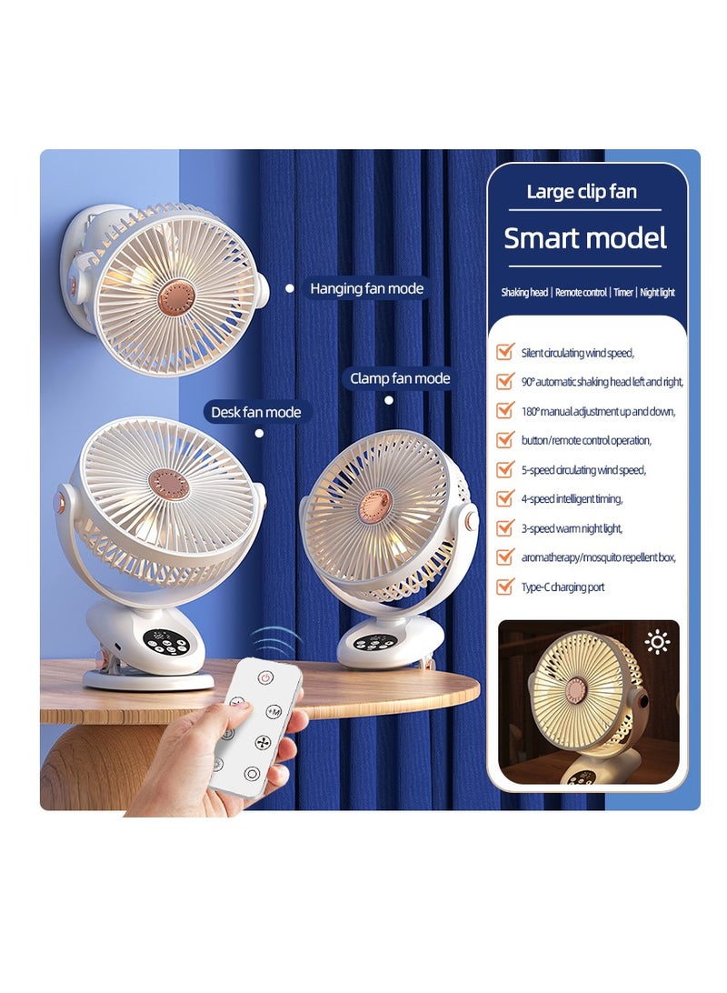 CityRiya-Long Desk Fan,clamp Portable Desk Clip Fan,Hanging Fan, Rechargeable Desk Fan, Rotating Strong Wind, 5 Speed,Quiet Personal Small Chiller, for Stroller Home Office Travel Bedroom (Hanging/Table/Clip-F2)  - Image 2