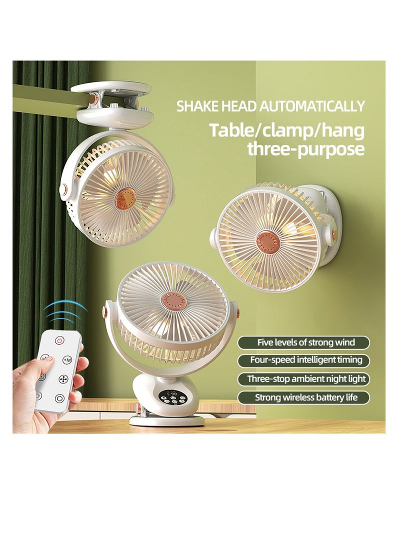CityRiya-Long Desk Fan,clamp Portable Desk Clip Fan,Hanging Fan, Rechargeable Desk Fan, Rotating Strong Wind, 5 Speed,Quiet Personal Small Chiller, for Stroller Home Office Travel Bedroom (Hanging/Table/Clip-F2)  - Image 4